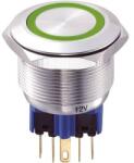 TRU COMPONENTS Vandálbiztos Nyomógomb - 25 mm, 5A/250Vac, Zöld Gyűrű,