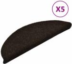 vidaXL 5 db sötétbarna tűlyukasztott öntapadó lépcsőszőnyeg 56x17x3 cm (149686)