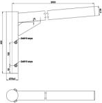  Lámpakar lámpaoszlopra 200 cm benyúlású, 5°-os és Ø60 mm-es csúcsra illeszkedő, 1 ágú, horganyzott (LAMPAKAR200_1_60) (LAMPAKAR200_1_60)