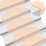 vidaXL 15 db krémszínű öntapadós lépcsőszőnyeg 65x21x4 cm (132696)