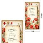  Fa tábla nyomtatott 5mm vastag 13x24, 3cm Pipacs