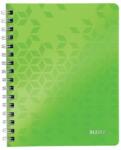 Leitz Spirálfüzet, A5, vonalas, 80 lap, LEITZ Wow, zöld (E46390054)