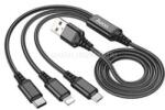 hoco. X76 3in1 gyorstöltő kábel (Type-C, Micro, Lightning), 100W, 1.2m, fekete (HC767370) (HC767370)