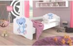 ADRK Ágy matraccal és korláttal CASIMO BLUE BEAR 160x80, Fehér - mindigbutor