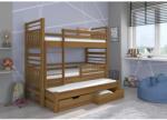 ADRK Háromszintes emeletes ágy matraccal HIPPO 180x80, Tölgy - mindigbutor