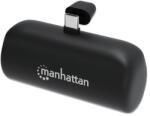 Manhattan Power Bank with integrated USB-C plug, 5000 mAh, Up to 20W output, Kickstand for Use as Charging Phone Holder, Black (5479)