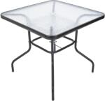 ROJAPLAST ZWMT Kerti asztal, fém, üveg asztallap, 80×80 cm (YLGT-049)