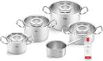 Fissler Original Profi Collection/Set de oale din otel inoxidabil, 5 bucati, incl. capac din sticla + ingrijire gratuita din otel inoxidabil - inductie, argintiu (084-129-05-008/0)