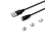 SAVIO 3az1-ben type-C, Micro USB, Lightning mágneses kábel 1m fekete (CL-152) (CL-152) (CL-152) - emag