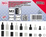 BGS technic Sortiment şuruburi suport distanţier şi Sortiment piuliţe hexagonale Nylon 300 piese (BGS 9402) (9402)