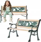 Klubfotel Gyerek kerti pad - 82×39×50 cm / zöld-fa szín, állatmintás háttámlával