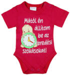  Feliratos rövid ujjú kislány baba body pink (23834052098)