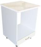 Spectral Mobila Corp pentru cuptor incorporabil cu sertar Zebra, Alb/MDF Vanilie lucios, cu blat Travertin, 60 x 85 x 60 cm