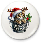 printfashion Cica vödörben - Kitűző, hűtőmágnes - Fehér (17151026)