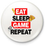 printfashion eat sleep game repeat - Kitűző, hűtőmágnes - Fehér (17483194)