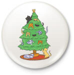 printfashion Macskás karácsonyfa - Kitűző, hűtőmágnes - Fehér (16984958)