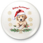 printfashion Golden retriever karácsony - Kitűző, hűtőmágnes - Fehér (17151027)