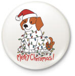 printfashion Karácsonyi beagle - Kitűző, hűtőmágnes - Fehér (16978680)