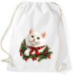 printfashion Karácsonyi fehér cica - Sportzsák, Tornazsák - Fehér (17174174)