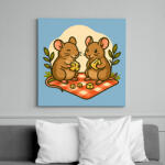 printfashion Egér piknik - Vászonkép - Világoskék (17451135)