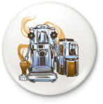 printfashion Kávégép - Kitűző, hűtőmágnes - Fehér (17179392)