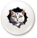 printfashion Macska a pólóban - Kitűző, hűtőmágnes - Fehér (17100157)