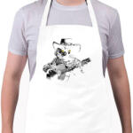 printfashion Western gitáros macska - Kötény - Fehér (17086633)