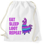 printfashion Eat Sleep Loot Repeat - Sportzsák, Tornazsák - Fehér (17379418)