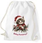 printfashion Karácsonyi cica sapiban - Sportzsák, Tornazsák - Fehér (17152809)