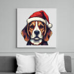 printfashion Beagle mikulás sapkában - Vászonkép - Fehér (16964778)