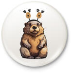printfashion Rénszarvas bober - Kitűző, hűtőmágnes - Fehér (17106516)