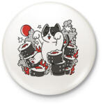 printfashion Sushi vs cica - Kitűző, hűtőmágnes - Fehér (17142027)