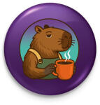 printfashion Kapibara barista - Kitűző, hűtőmágnes - Lila (17457429)