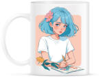printfashion Kék hajú lány - Bögre - Fehér (17070495)