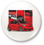 printfashion Toyota Yaris - Kitűző, hűtőmágnes - Fehér (17370176)