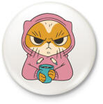 printfashion Mérges reggeli cica - Kitűző, hűtőmágnes - Fehér (17034787)