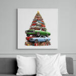 printfashion Autós karácsonyfa - Vászonkép - Fehér (16978709)