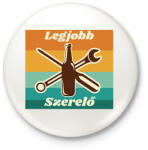 printfashion Legjobb szerelő - Kitűző, hűtőmágnes - Fehér (17059697)