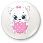printfashion Cica - Kitűző, hűtőmágnes - Fehér (17409532)