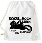 printfashion Bocsi hogy késtem láttam egy macskát - Sportzsák, Tornazsák - Fehér (17478388)