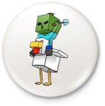 printfashion Csirke zombi minecraft - Kitűző, hűtőmágnes - Fehér (17397586)