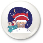 printfashion Télapó a kéményben - Kitűző, hűtőmágnes - Fehér (17017359)