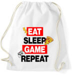 printfashion eat sleep game repeat - Sportzsák, Tornazsák - Fehér (17482888)