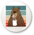 printfashion Kávézó medve - Kitűző, hűtőmágnes - Fehér (17075428)