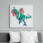 printfashion Karácsonyi T-Rex - Vászonkép - Fehér (16999419)