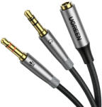 UGREEN AV193 AUX audio splitter fejhallgató + mikrofon 3.5mm-es mini jack kábelhez (szürke)