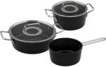 Fissler Set cratita Fissler Adamant/aluminiu, 3 bucati, acoperita cu capac de sticla, antiaderenta (1 cratita, 1 caserola, 1 cratita) - inductie (156-115-03-000/0)