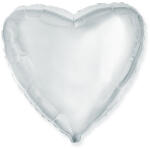  Szív, ezüst színű, pálcás fólia lufi, 23cm