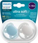 Philips SCF091/17 cumi készlet, 2db, Ultra puha, 6-18 hónap, Fogszabályzó, BPA nélkül, Szürke/Kék (SCF091/17)