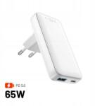 FIXED Hálózati Töltő, 65W, 1xUSB-C, 1xUSB-A, fehér (FIXCG65S-CUD-WH)